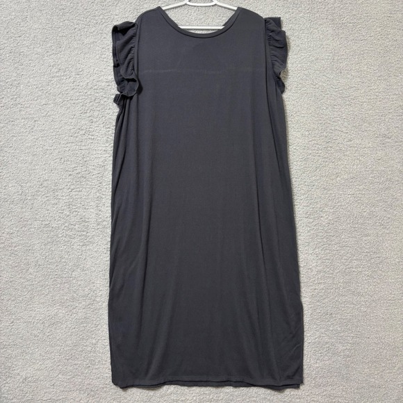 LOFT Dresses & Skirts - Casual Ruffle Sleeve Dress Charcoal Gray Side Slit Midi Petite Plus‎ XXL